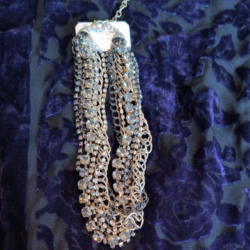 Nakamol Silver Multi-Strand Crystals & Chains Necklace